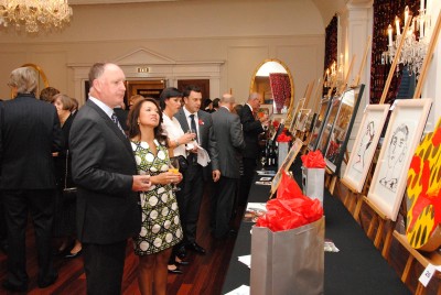 Guests view the art.