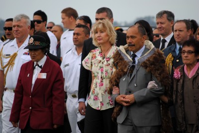 The Governor-General, Sir Jerry Mateparae, and Lady Janine Mateparae are welcomed on to Te Tii Marae.