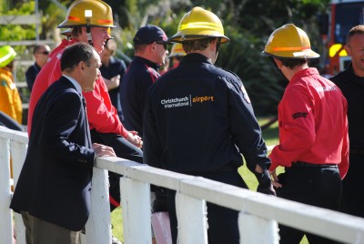The Governor-General meets fire-fighters from Canterbury.