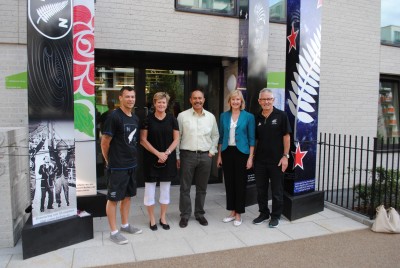 Meeting members of the New Zealand Olympic Team in the Olympic Village.